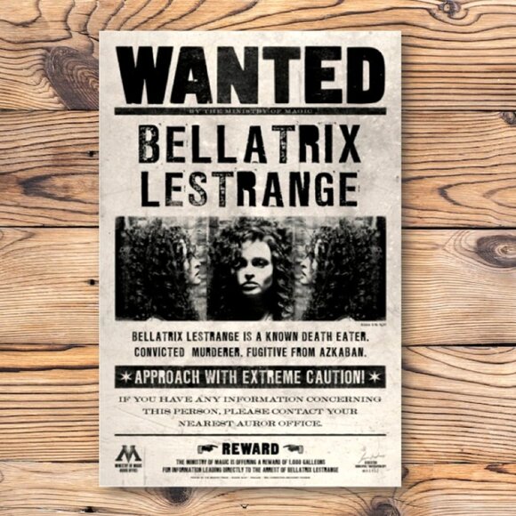 Harry Potter Bellatrix Lestrange Wanted Poster Refrigerator Locker Fridge Magnet - Picture 1 of 2